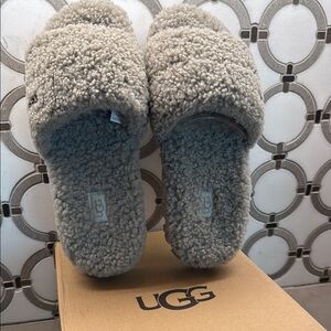 UGG Soft Gray Shearling Slides
